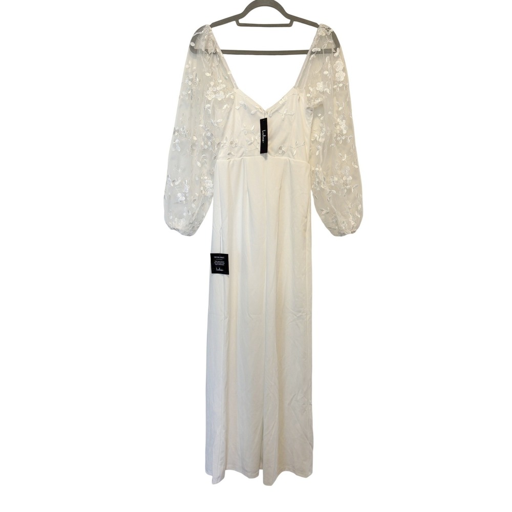NWT Lulus Darling Charisma White Mesh Embroidered Jumpsuit Sz S - Picture 5 of 7